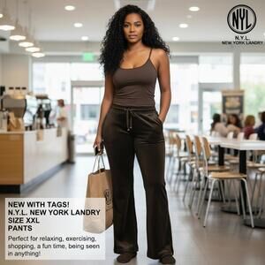 N.Y.L. New York Landry Black Velour Pants Size XXL